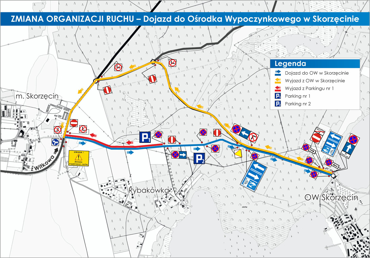 Zmiana organizacji ruchu – dojazd do Ośrodka Wypoczynkowego w Skorzęcinie