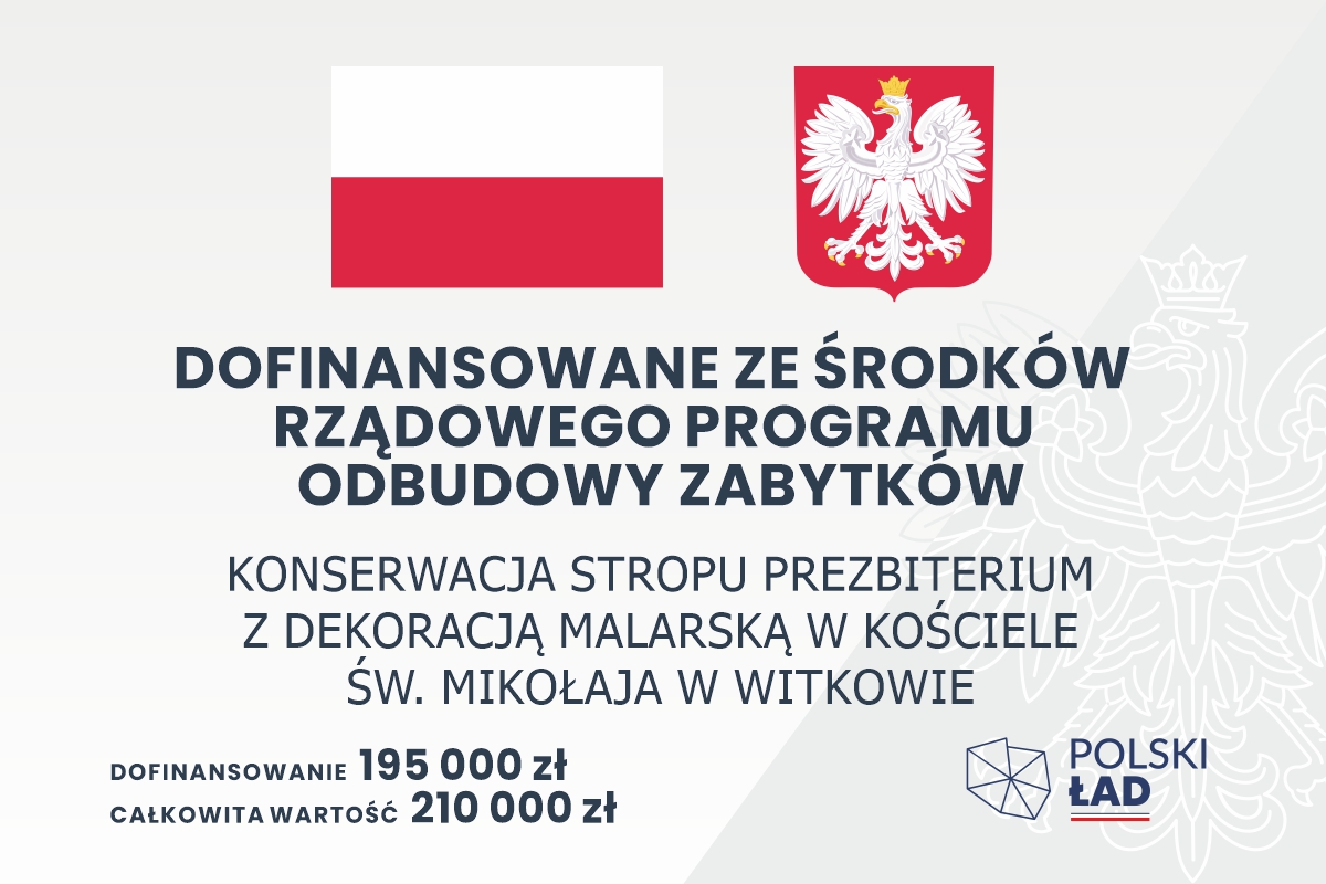 Konserwacja stropu prezbiterium z dekoracją malarską w Kościele św. Mikołaja w Witkowie