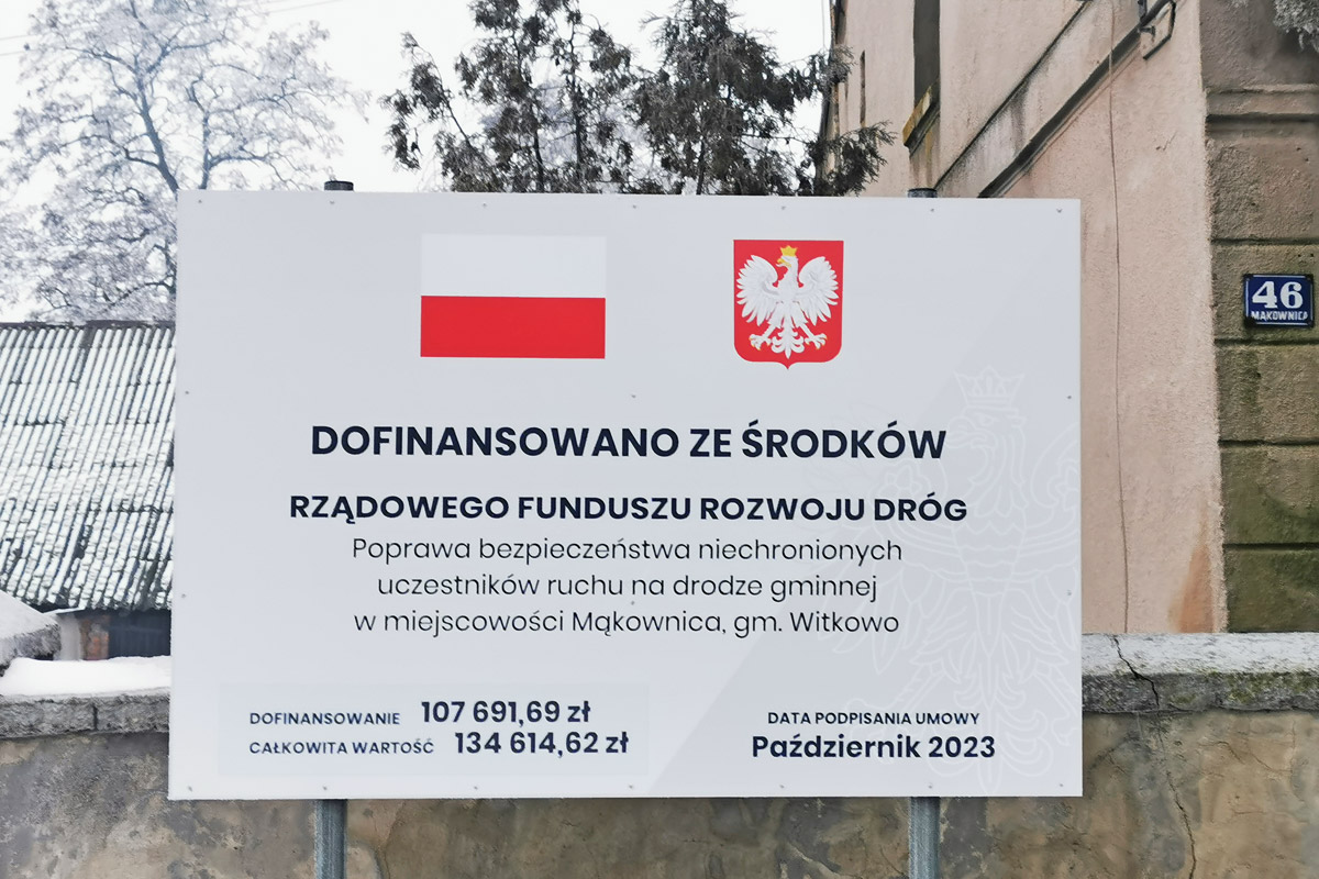 „Poprawa bezpieczeństwa niechronionych uczestników ruchu na drodze gminnej w miejscowości Mąkownica, gm. Witkowo”