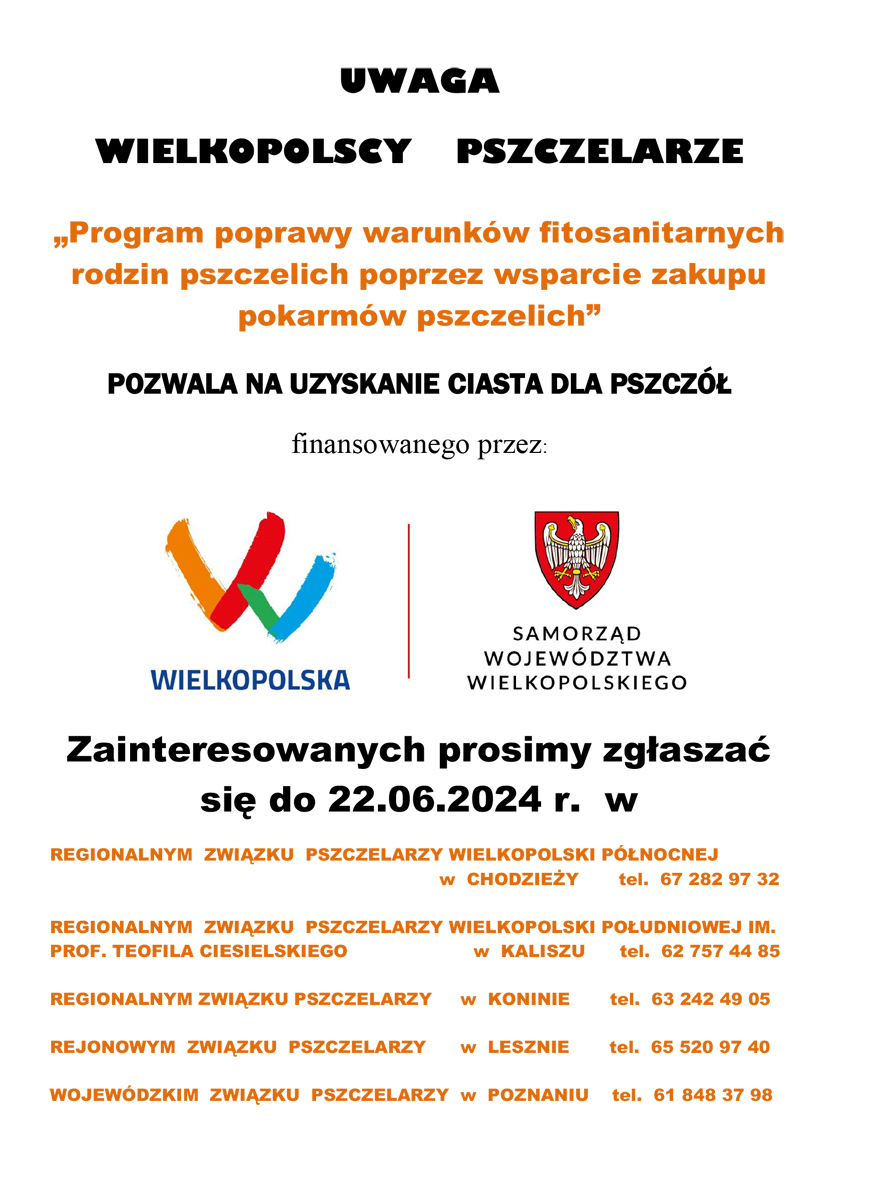 Program poprawy warunków fitosanitarnych rodzin pszczelich